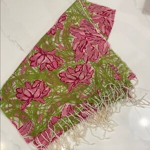 Lilly Pulitzer pink and green breast cancer print cashmere Murfee scarf